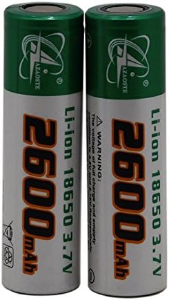 AZAOSTE 18650 Battery 2600mAh 3.7v Rechargeable Li-ion Battery For High Power Flashlights (2 Pack)