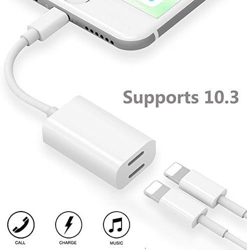 iPhone7 / 7 Plus Splitter &amp; Dual Lightning Adapter INGOUE 2 Lightning Port Headphone Apple Audio and Charge Adapter Accessories for iPhone 7/7 Plus/ 6 / 6 Plus / 6S / 6S Plus and so on. … (White.)