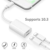 iPhone7 / 7 Plus Splitter & Dual Lightning Adapter INGOUE 2 Lightning Port Headphone Apple Audio and Charge Adapter Accessories for iPhone 7/7 Plus/ 6 / 6 Plus / 6S / 6S Plus and so on. … (White.)