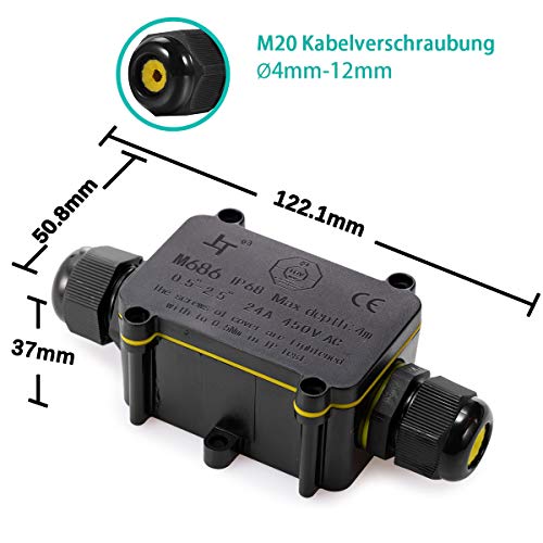 Abzweigdose IP68 wasserdicht Kabelverbinder Verbindungsdose Erdkabel Schwarz Elektrischer Außenverteilerdose für… – Bild 6
