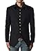 737 THELEES Mens Luxury UNIQUE Style Slim fit 8 Button Front Blazer Jacket BLACK US L(Tag size 2XL)