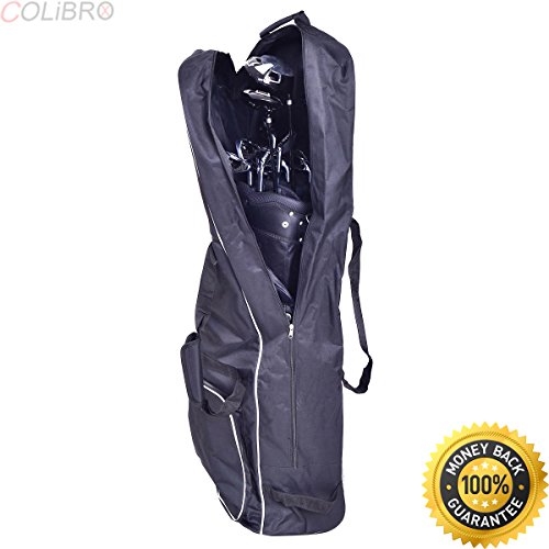 image for COLIBROX--Black Foldable Golf Bag Travel Cover with Wheel Lightweight 