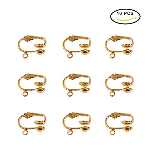 Pandahall 10pcs golden iron clip-on earring components …