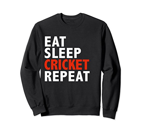 Unisex Eat Sleep Cricket Repeat Funny Sweatshirt Cricket Player XL: Black