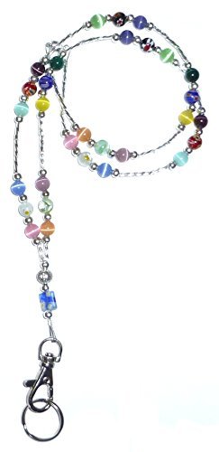 Super Slim Multi Fashion Women's Beaded Lanyard 34", Key and badge holder (Magnetic Breakaway Clasp)