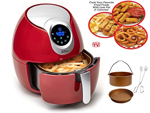 Power Air Fryer XL 3.4 QT Delux Red Air Fryer (Certified Refurbished)