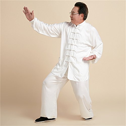 Shanghai Story Martial Arts Men's Tai Chi Uniform Cotton Kung Fu Suit(White,3XL)