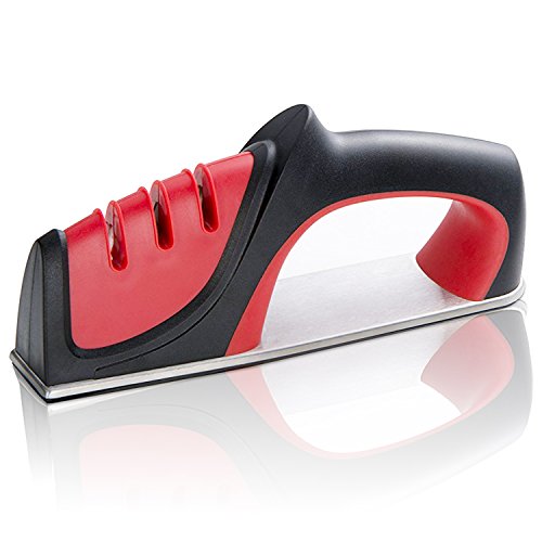 Heavy-Duty Kitchen Knife Sharpener - GUYUCOM - 3 Stage Sharpening System with Humanized Design of Handle Non Slip Base For Household Kitchen, Restaurant, Suitable for Various Cutlery - Thumbnail 7