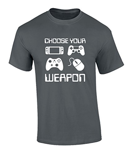Choose Your Weapon Video Game Controller Graphic T-shirt-Charcoal-6xl