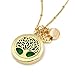 Gold Tree of Life Essential Oil Diffuser Necklace - Aromatherapy Jewelry - Hypoallergenic 316L Surgical Grade Stainless Steel, 20.8” Chain + 9 Washable Insert Pads + Charms …