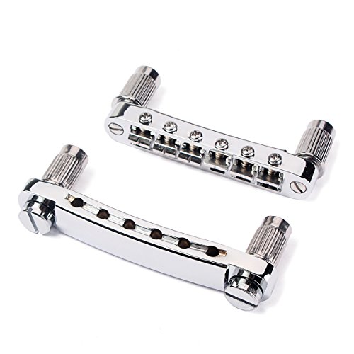 image for WINOMO Chrome Roller Saddle Bridge Tune-o-matic Guitar for Gibson Les 