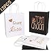 AerWo 12Pcs Wedding Party Paper Gift Bags 6 Bridesmaid 6 Groomsmen Gift Bags Bridal Shower Bachelorette Party Favor Bags Rose Gold Foiled with Handle
