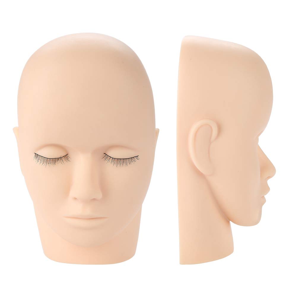 Mannequin Training Doll Head, Soft Rubber Eyelash Graft Makeup Practice Headform Professional Cosmetology Face Painting Makeup Massage Practicing Manikin Head