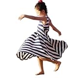 PanDaDa Girls Summer One Piece Beach Long Dress Striped Sundress Skirts 3-8y