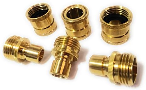 Garden Hose Quick Connect Set, Extra 15 Washers, 3 Female Connectors + 3 Male Connectors.