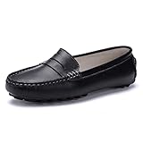 SUNROLAN 818-2hei9 Casual Women's Genuine Leather Penny Loafers Driving Moccasins Slip-On Boat Flats Shoes US9