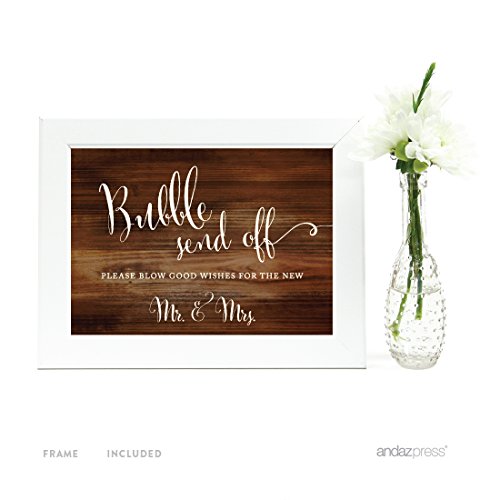 Buy Andaz Press Wedding Framed Party Signs, Rustic Wood Print, 5x7inch