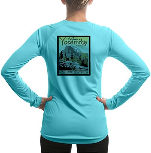 American Backcountry Women's Yosemite National Park UPF 50+ Performance Long Sleeve T-shirt Large Water Blue
