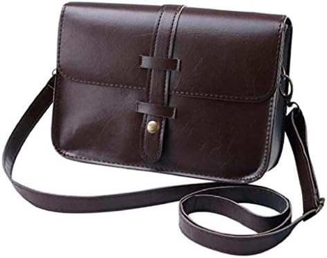 Ammazona Women Vintage Leather Cross Body Shoulder Messenger Bag (Coffee)