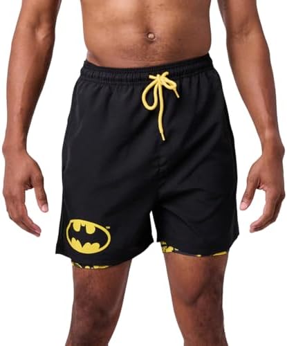 ELDORESO Bat Shorts Black Lサイズ バットマン Batman Classic Bat Logo Men's Black Drawstring Sleep Pajama Shorts