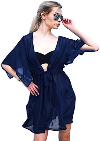 Women's Swimsuits Beach Cover up - Sexy Chiffon Bikini Cover ups Kimono Swimwear Coverups Wear Beachwear Bikinis Swim Coverups (Black, X-Large)