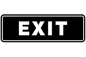 All Quality Standard Exit Wall or Door Sign | Durable Plastic and Easy Installation | Double-Sided Foam Adhesive Tape - Black - Small (1 Pack)