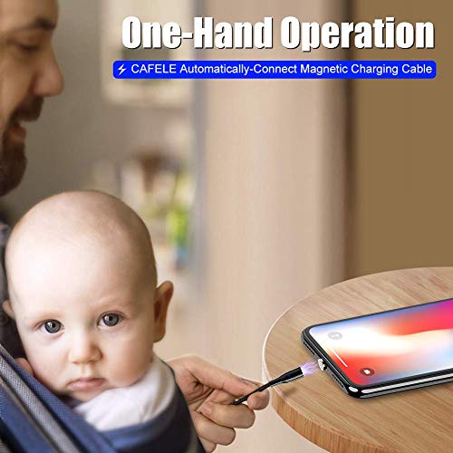 Magnetic 1Phone Charging Cable, CAFELE [4ft 2-Pack] 3A Magnetic Fast Charger Lead, Zinc Alloy Data Sync Cord with LED Light for 1Phone 11 Xs Max X XR 8 7 6s 6 Plus SE 5 5s 5c, 1Pad, Pod