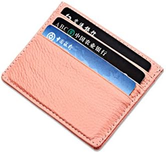 Artmi Leather Slim Card Holder Women Card Case Mens Wallet with ID Window (Pink without ID Window)