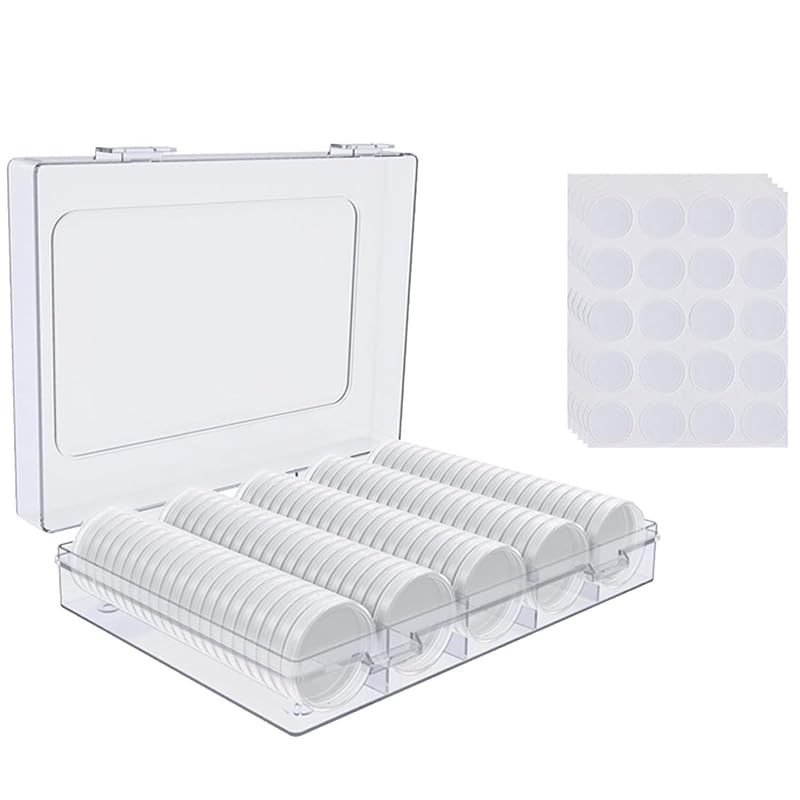 Photo 1 of 100 Coins Plastic Capsule Holder - for Collectors Round 30mm Coin Collecting Supplies with Storage Box