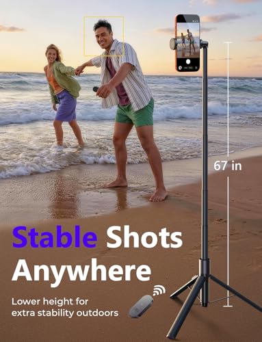 LISEN [0.01s-Open] Phone Tripod for iPhone, 67" Selfie Stick Tripod with Remote, Extendable Cell Phone Tripod Stand, Perfect for Travel Video Recording Live Stream Vlog for iPhone 17 Pro Max & Android