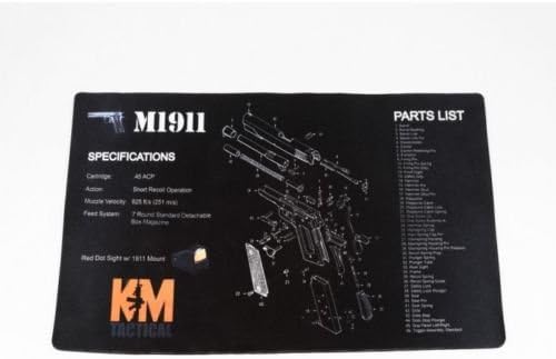 1911 Bench Top Cleaning Mat Diagram Exploded View by KM Tactical