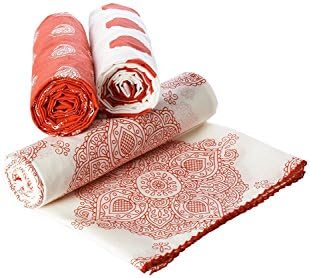 100% Cotton, Kolam Pattern Red Swaddle Wrap
