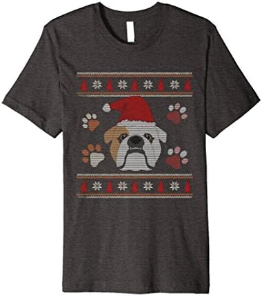 Mens English Bulldog Christmas T-Shirt Funny Gifts For Dog Lover Large Dark Heather