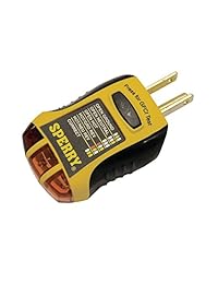Toma GFCI6302 GFCI, probador receptáculo de salida, tomas estándar de corriente alterna de 120 voltios y 7 indicadores visuales de Sperry Instruments para uso en el hogar y profesional, en colores amarillo y negro