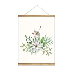 Hanging Poster Wooden Framed Beautiful Birds Flowers Plants Theme Home Wall Canvas Prints Ready to Hang - 18"x24" inches