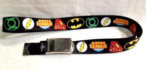 DC Comic Justice League Logo Chrome Clamp Belt (Fit kids and Adult) 1.25" wide