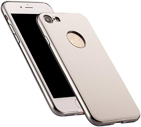 AmazingBull (TM) iPhone 7 (4.7 inch) Ultra-thin PU leather hard case with embedded metallic tablet, nanometer electroplating frame, classic design Apple iPhone 7 (2016) (Silver)