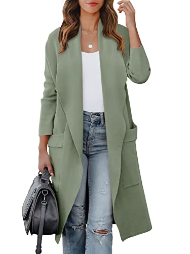 ANRABESS Women's Casual Long Sleeve Draped Open Front Knit Pockets Long Cardigan Jackets Sweater