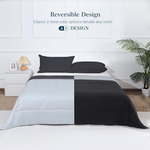 Elegear Revolutionary Cooling Comforter Queen Absorb Body Heat to Keep Cool, Cooling Blanket for Hot Sleepers Japanese Arc-Chill 3.0 Cool Tech Summer Comforter Hypo-Allergenic Cool Quilt-Black/Gray