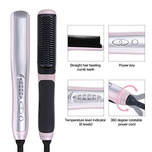 Pro Milano Hair Straightening Brush. Easy to use, 2 sided Italian ceramic professional hair straightener. (Red Color) - Thumbnail 2