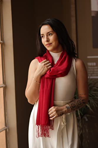 Pashmina Cachecol Echarpe Feminina Lisa com Franja 170x65cm Toque Macio, Ideal para Outono Inverno e Meia Estação