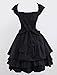 M4U Womens Classic Black Layered Lace-Up Cotton Lolita Dress