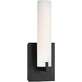 GEORGE KOVACS P5040-37B-L Tube LED Wall Sconce, 1-Light, 12 Total Watts, 13.25-in H x 4.75-in W, Dark Restoration Bronze