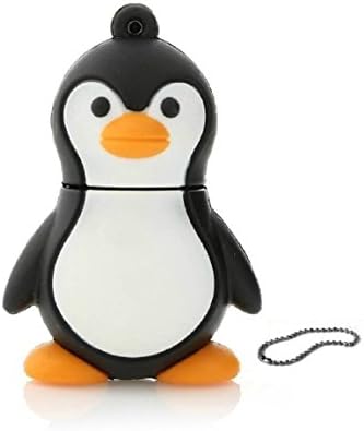 Cute cartoon Penguin USB 2.0 Flash Drives custom Memory Stick thumb with keychain 16GB (Black)