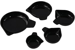 AllGIFT Weighing Powder Pans 5pcs 5 Sizes New Plastic Weighing Dishes Laboratory Equipment Black Weighing Vessel Liquid, Powder, Gems, etc