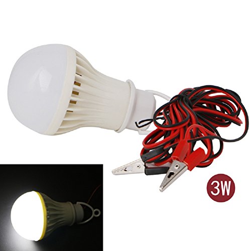Kocome 1 x 1.2m/3m DC 12V 3W 5W 7W 9W 12W LED Camping Fishing Light With Alligator Clip (3M, 3W)