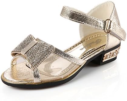 Gagre Cute Bowknot Fashion Summer Big Little Kids Sandals for Girls Gold 28 11.5 M US Little Kid