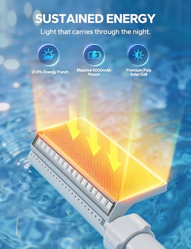 POOLHACKER Solar Pool Fountain with 10-Color LED Lights, Newly Refined Streamlined Design, Auto Dusk Sensor & Timer, Remote Control, Dual-Head Adjustable Spray for Above & Inground Pools