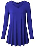 Swing Shirt,Timeson Women's Maternity Clothing V-Neck Long Sleeve Flowy A-Line Casual Womens Workout Stretch Knit Basic Comfy Tunic Tops Blouse Colorful Blue Large