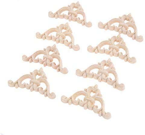 MUXSAM 12Pcs Woodcarving Mouldings Corner Decal Onlay Applique Simple Hollow Sleek Design Furniture Frame Decor 4cm
